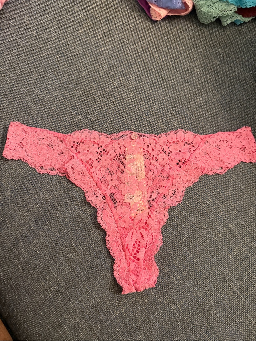 Victoria's Secret Hot Pink Lace Thong dream angels